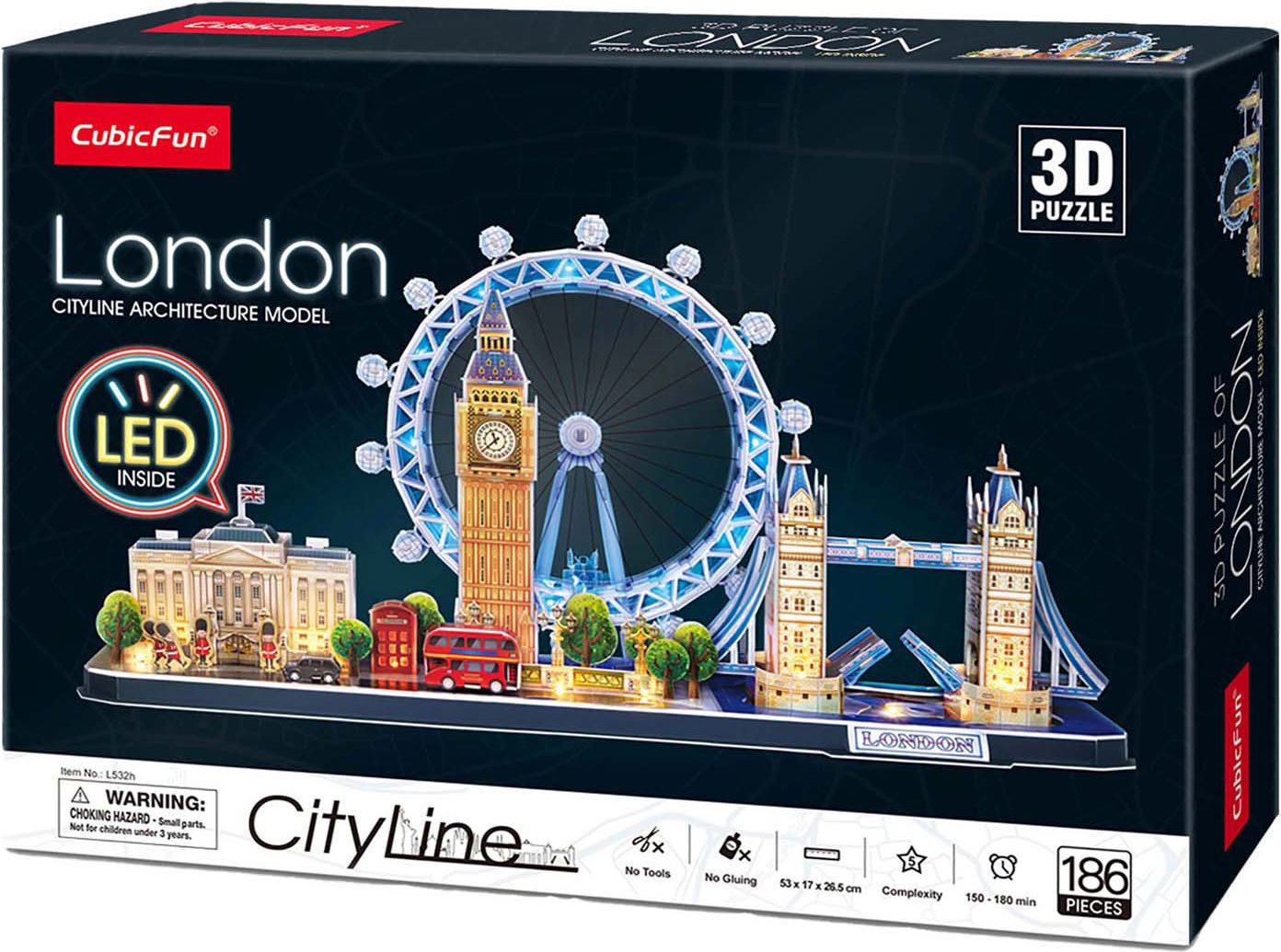 CubicFun CityLine panorama LED: Londýn 186 dílků