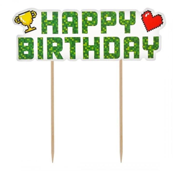 GODAN Dekorácia na tortu happy birthday Minecraft