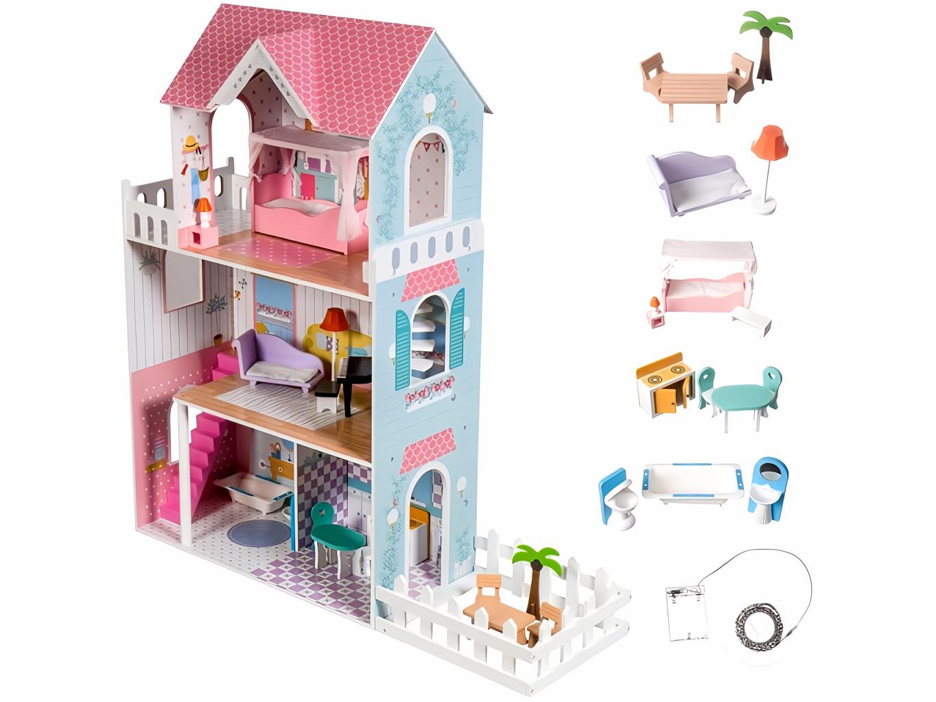 Derrson Drevený domček pre bábiky XXL 123 cm