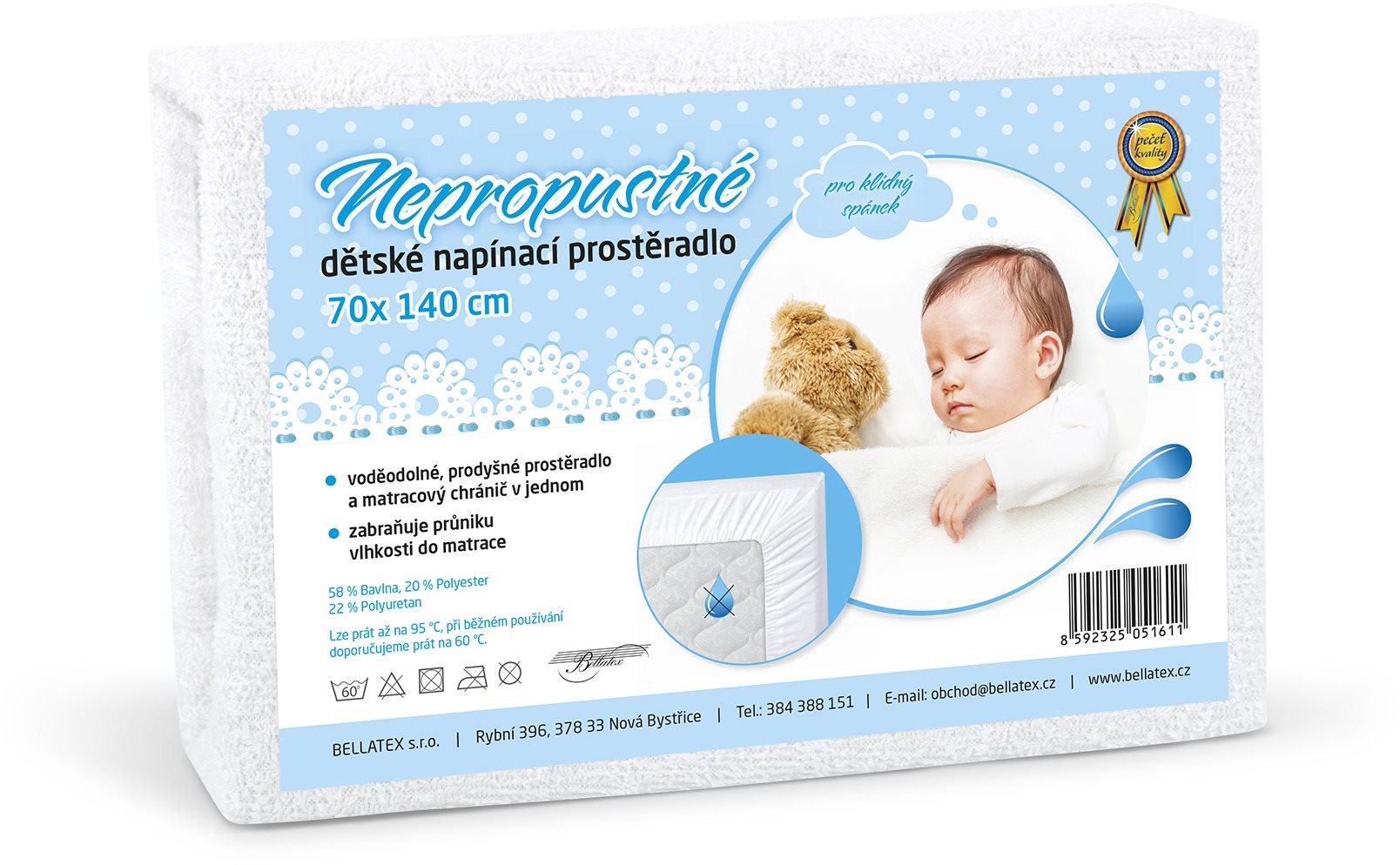 Bellatex Míša detská plachta so záterom – 70 × 140 cm – biela