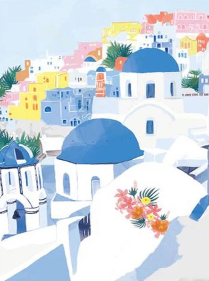 Norimpex Modré střechy Santorini 40 × 30 cm