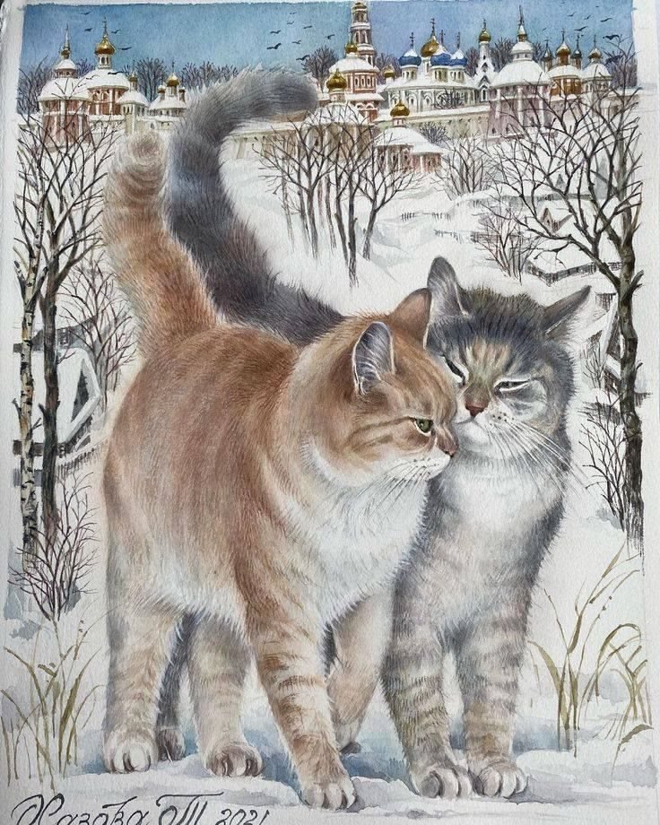 Norimpex Kočky v zimě 40 × 30 cm