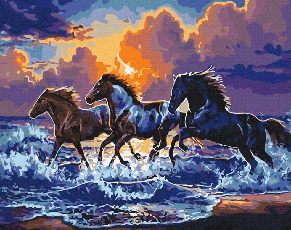 Norimpex Divoké kone na pláži 30 × 40 cm