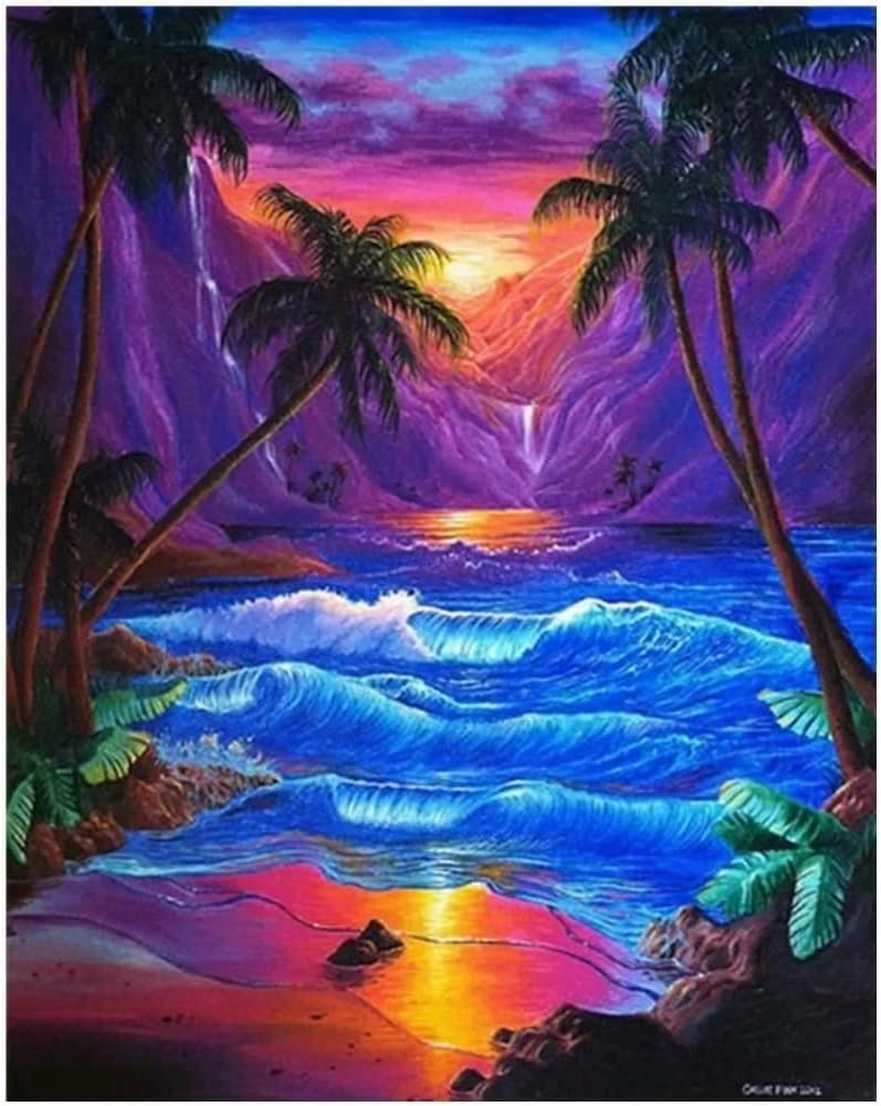 Norimpex Západ slnka pod palmami 30 × 40 cm