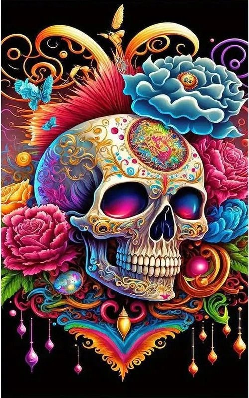 Norimpex Lebka s kvetinami Halloween 30 × 40 cm