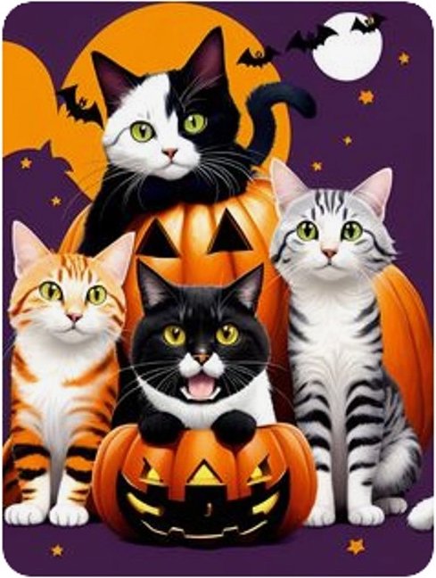 Norimpex Halloween Mačky a tekvica 30 × 40 cm