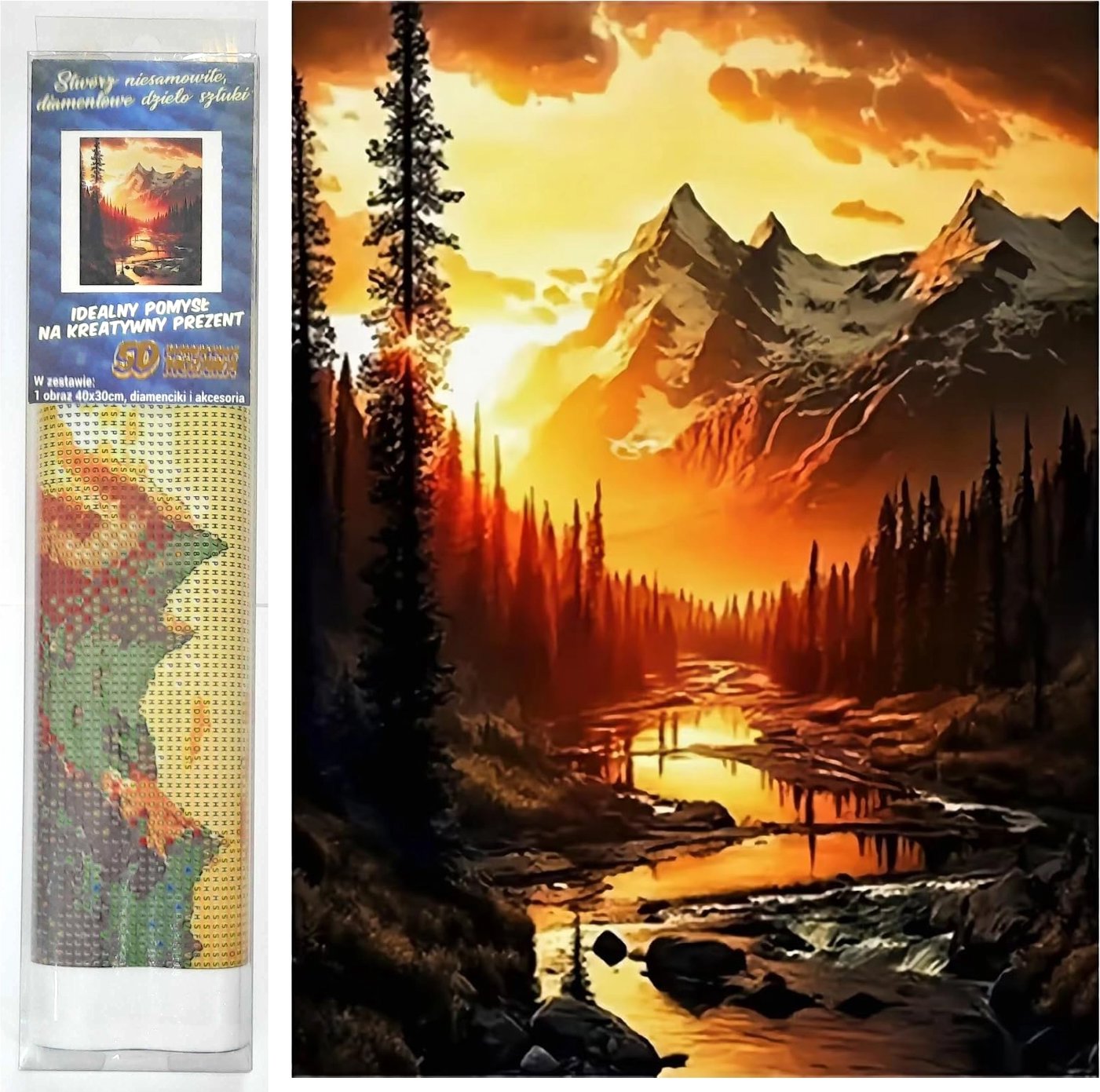 Norimpex Horská rieka pri západe slnka 30 × 40 cm