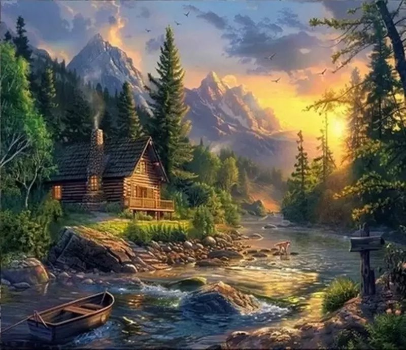 Norimpex Chata pri brode 30 × 40 cm