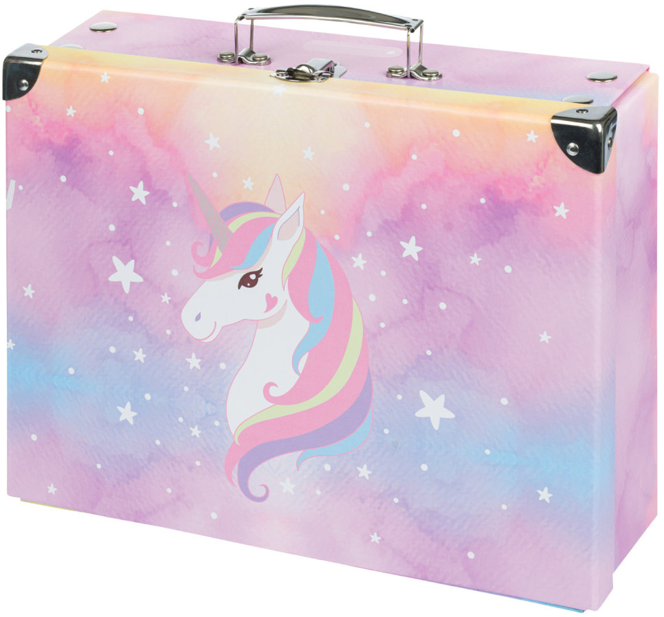 BAAGL Skladací školský kufrík Rainbow Unicorn s kovaním