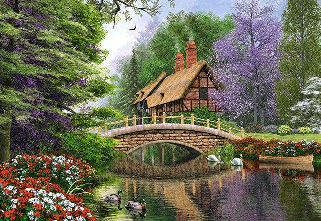 CASTORLAND Puzzle Domček pri rieke 1000 dielikov
