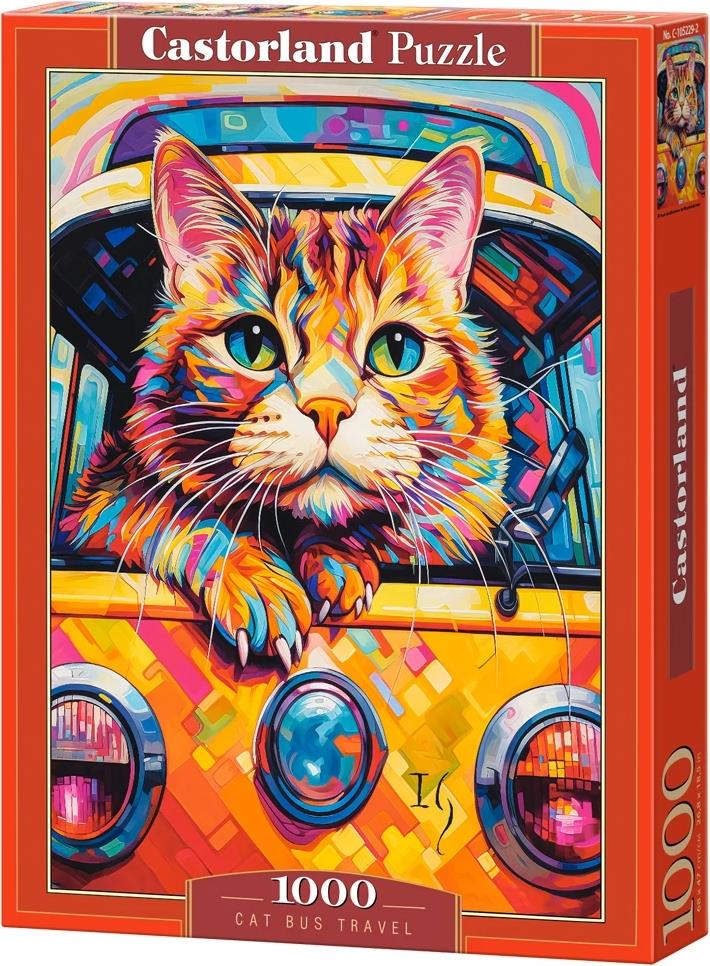 CASTORLAND Puzzle Mačacie cestovanie busom 1000 dielikov