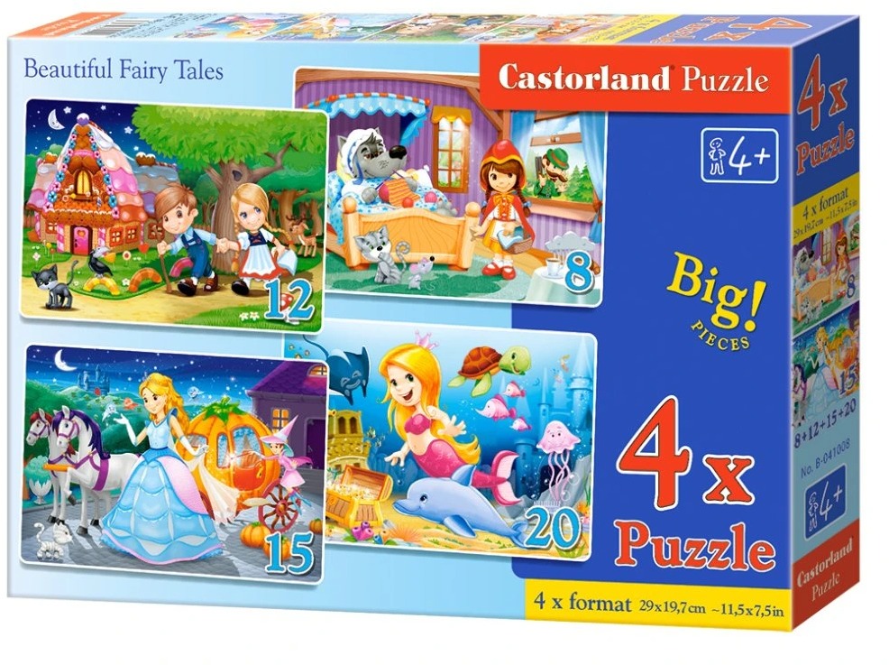 CASTORLAND Puzzle Rozprávky 4 v 1 (8, 12, 15, 20 dielikov)