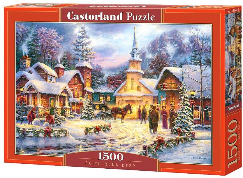 CASTORLAND Puzzle Zasnežená vianočná dedinka 1500 dielikov