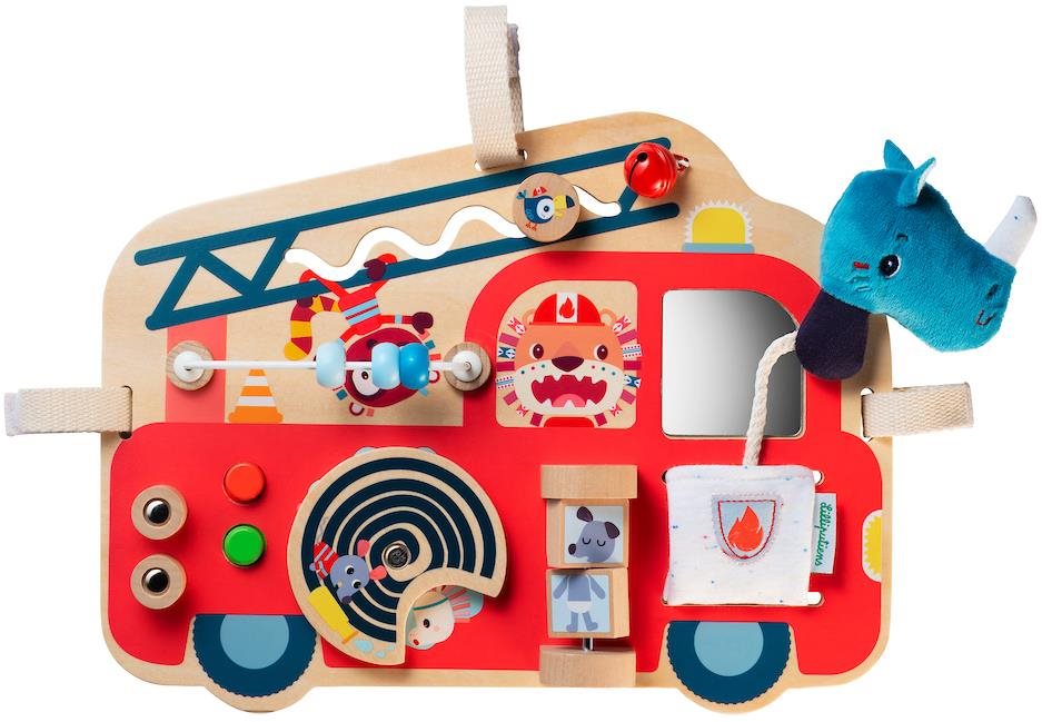 Lilliputiens – drevený panel s aktivitami – hasičské auto
