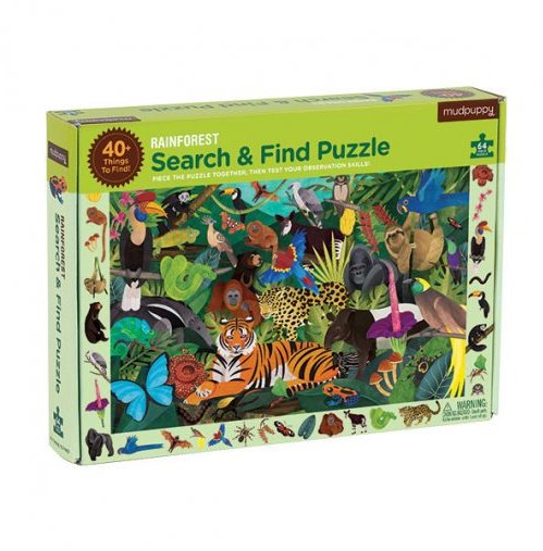 Puzzle hľadaj a nájdi – Dažďový prales (64 ks)