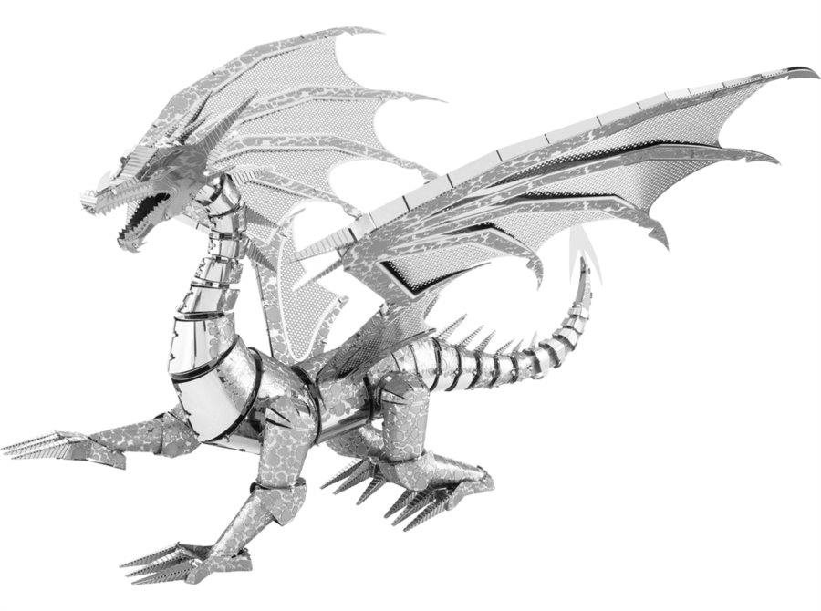 Metal Earth 3D puzzle Strieborný drak (ICONX)