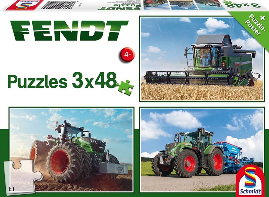 Schmidt Puzzle Traktory Fendt 3× 48 dielikov