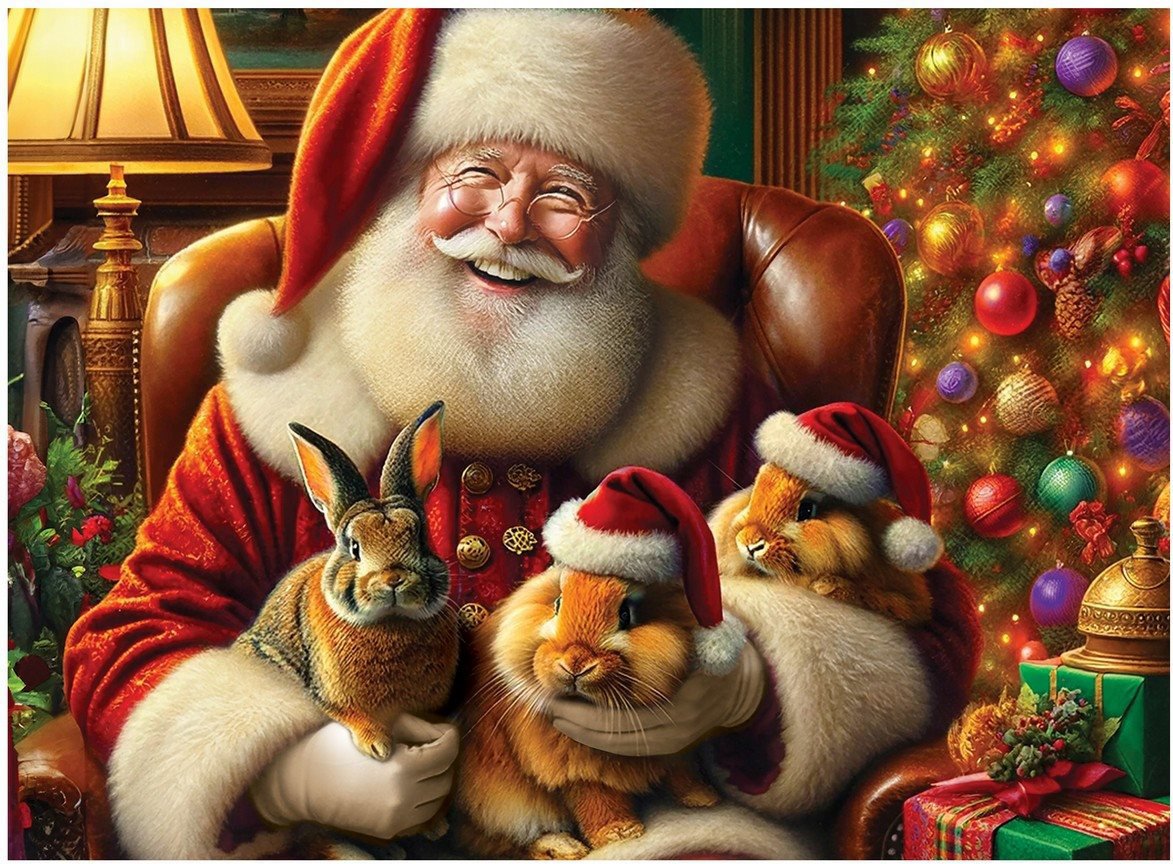 WOODEN CITY Dřevěné puzzle Santa a králíci 150 dílků