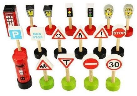 Bigjigs Rail drevená súprava dopravných značiek