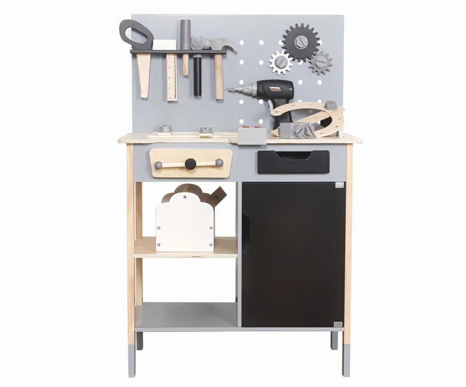 Derrson W5336 Drevený ponk sivý, XXL, detská dielňa