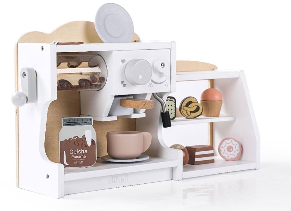 eliNeli Veľký drevený kávovar a obchod 2 v 1