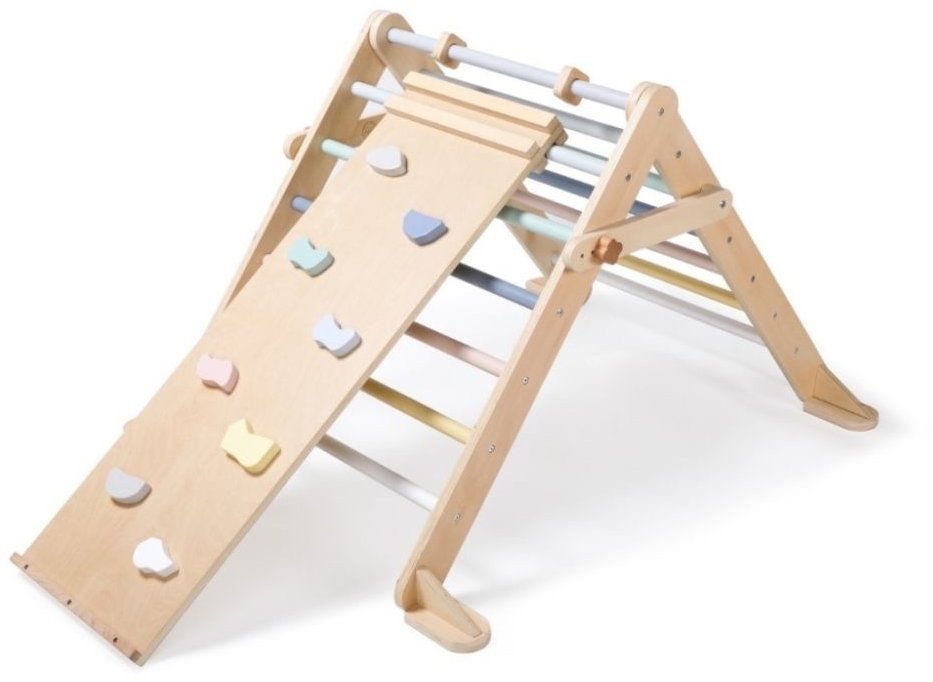 eliNeli Rastúci montessori Piklerovej trojuholník 68 cm s doskou 2 v 1 – súprava pastel