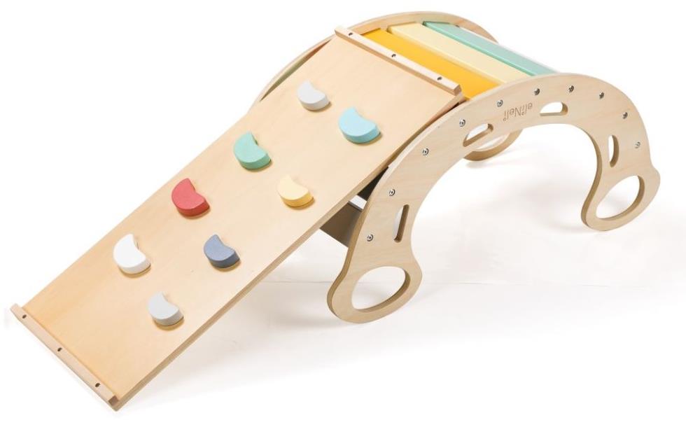 eliNeli Drevená montessori hojdačka 5 v 1 s doskou 2 v 1 – sada fresh