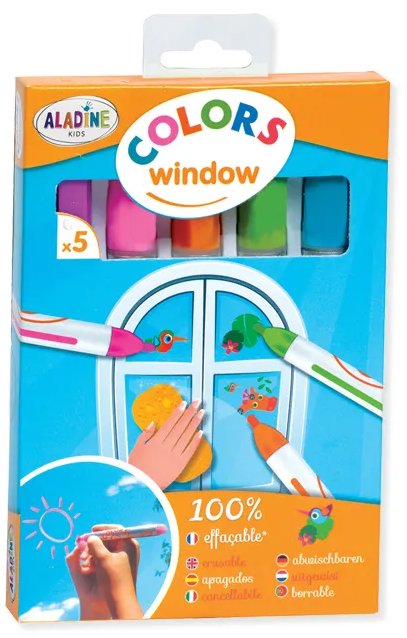 ALADINE Křídové fixy na okna, zářivé barvy 5 ks