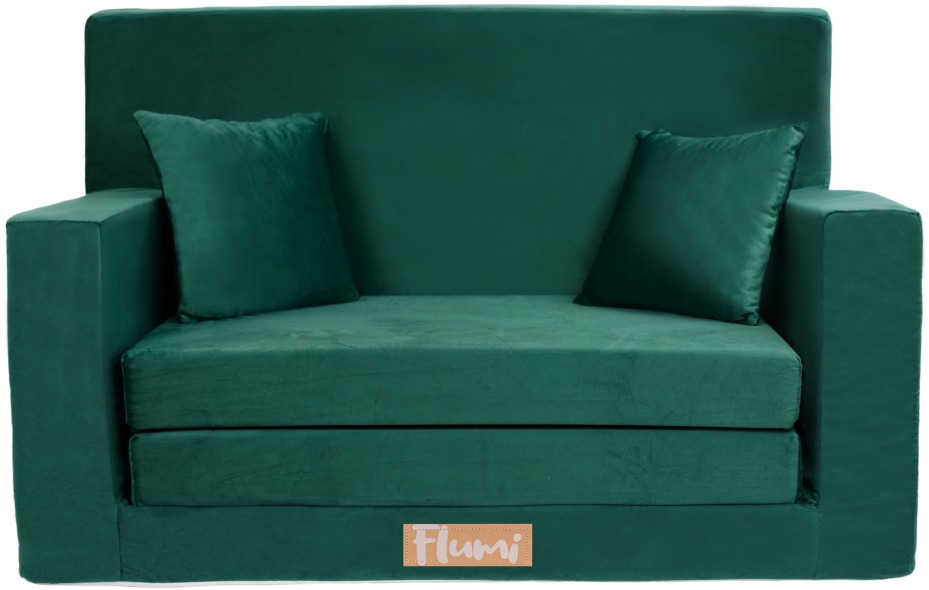 Flumi Detská pohovka rozkladacia fľaškovo zelená