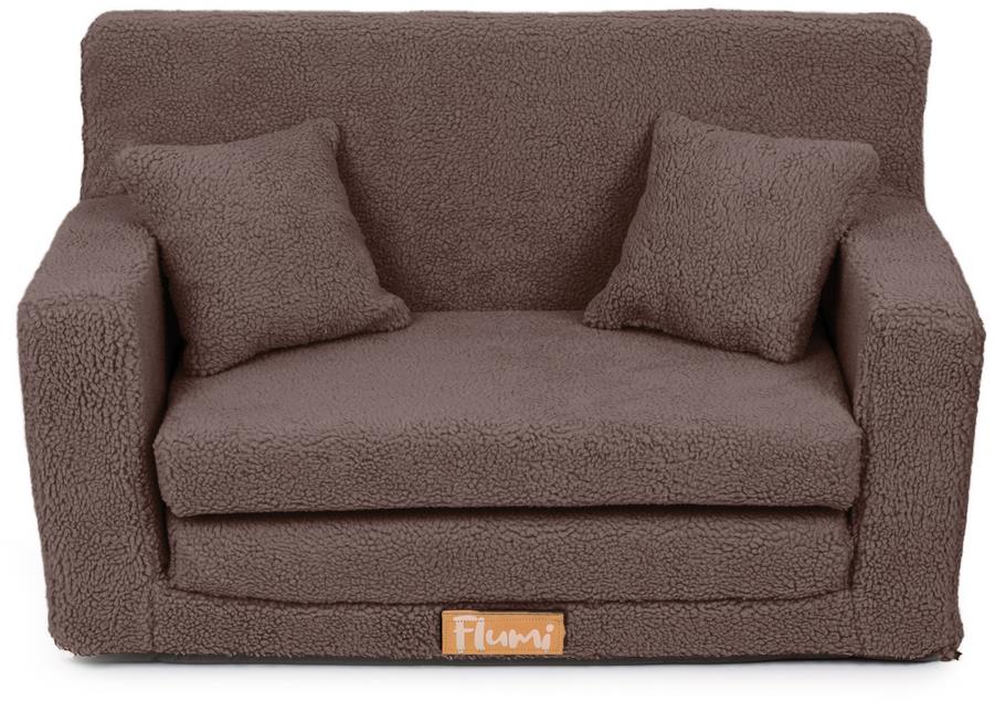 Flumi Detská rozkladacia pohovka Boucle čokoládovo hnedá