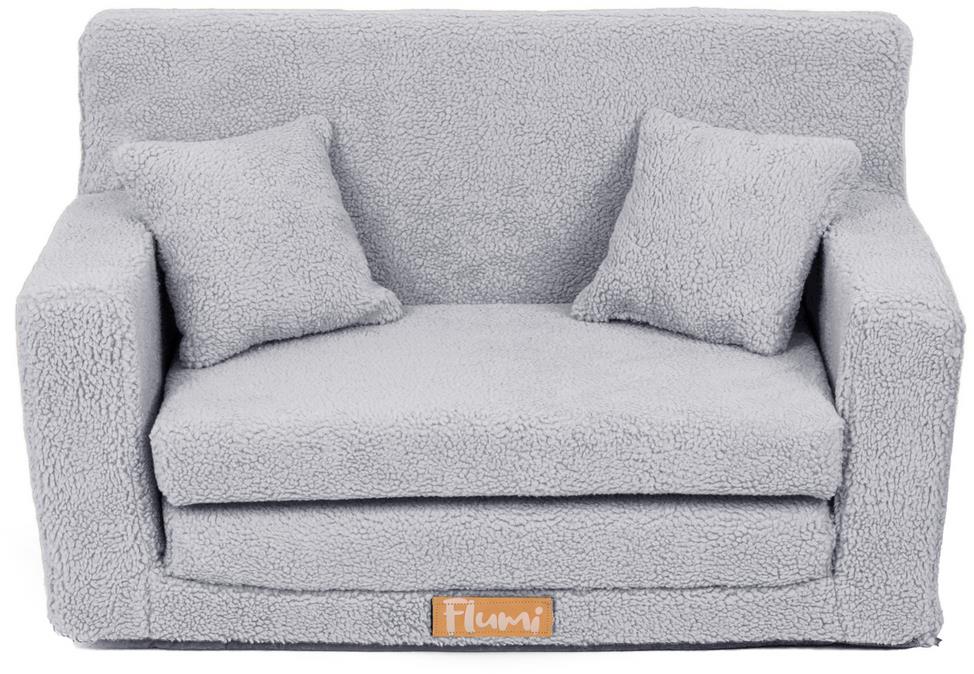 Flumi Detská rozkladacia pohovka Boucle sivá