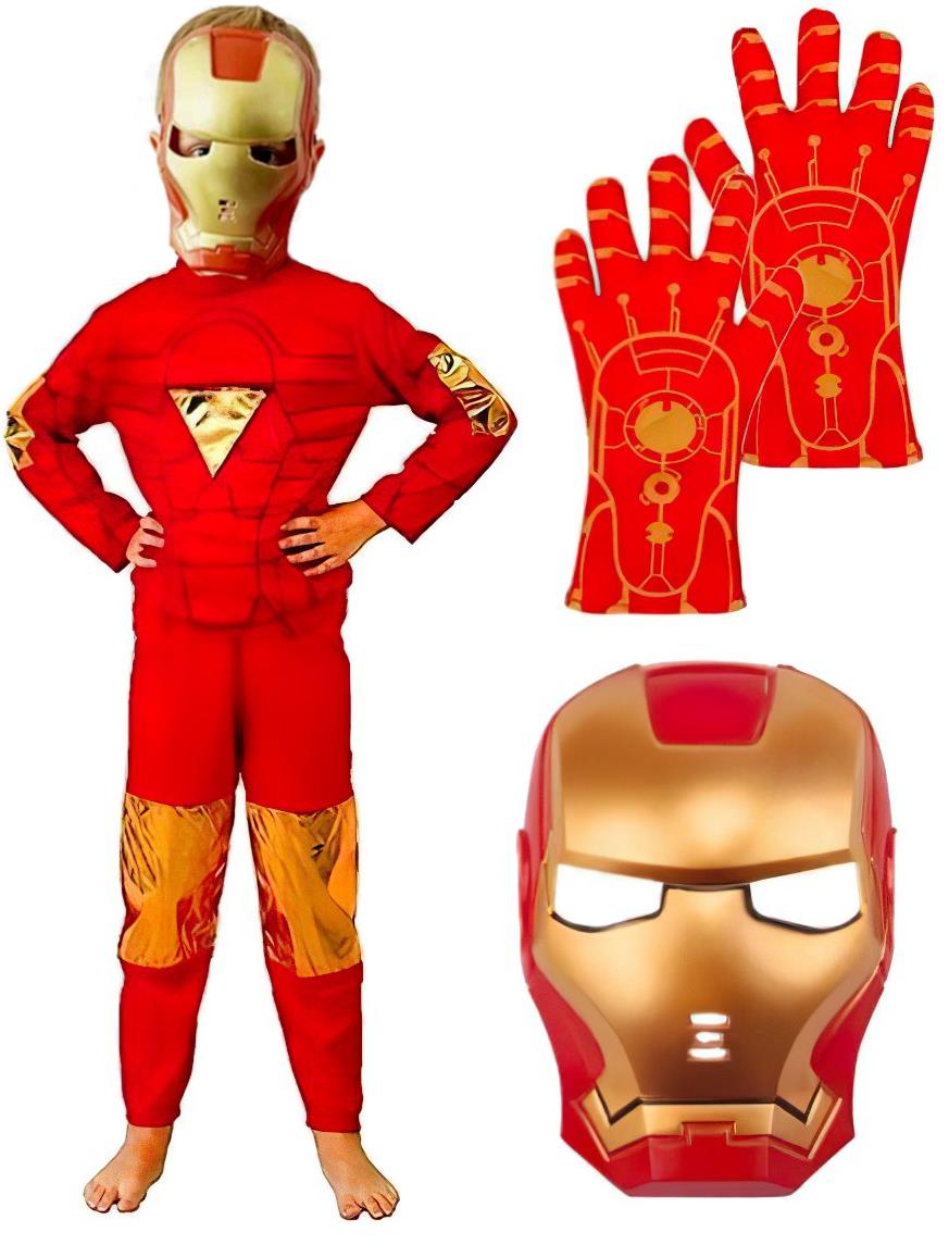 FunCo Detský kostým Iron man s maskou a rukavicami 122-134 L