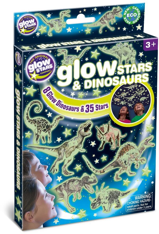 GlowStars Svetielkujúca dekorácia na stenu –Dinosaury a hviezdy