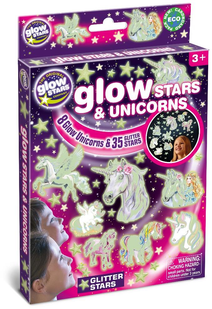 GlowStars Svetielkujúca dekorácia na stenu – Jednorožce a hviezdy