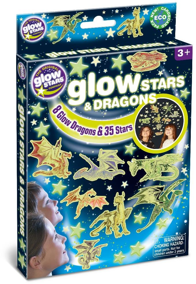 GlowStars Svetielkujúca dekorácia na stenu – Draci a hviezdy