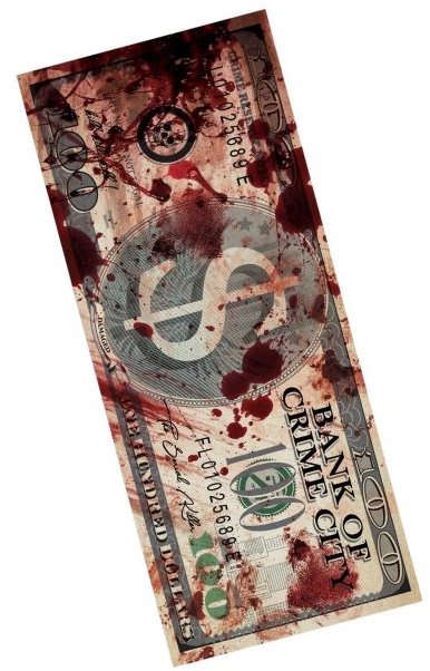 Guirca Papírové krvavé bankovky dolary - halloween 75 ks