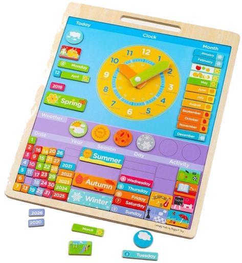 Sollau Anglický magnetický kalendár s hodinami