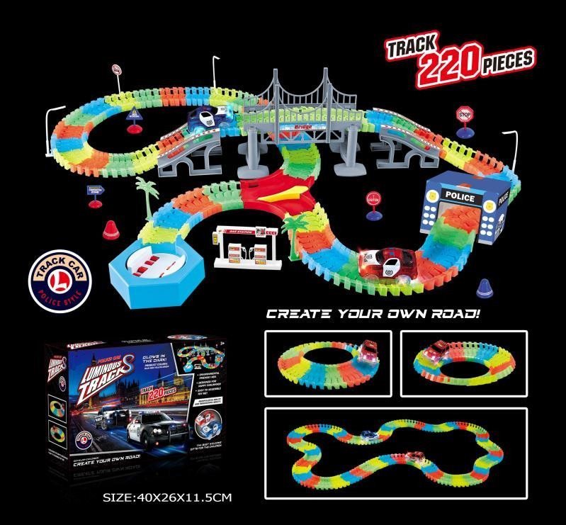 Alltoys Dráha svietiaca v tme 220 dielov + autíčko s LED