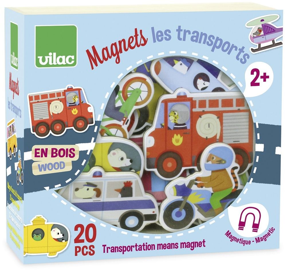 Vilac - Drevené magnetky, Doprava, 20 ks