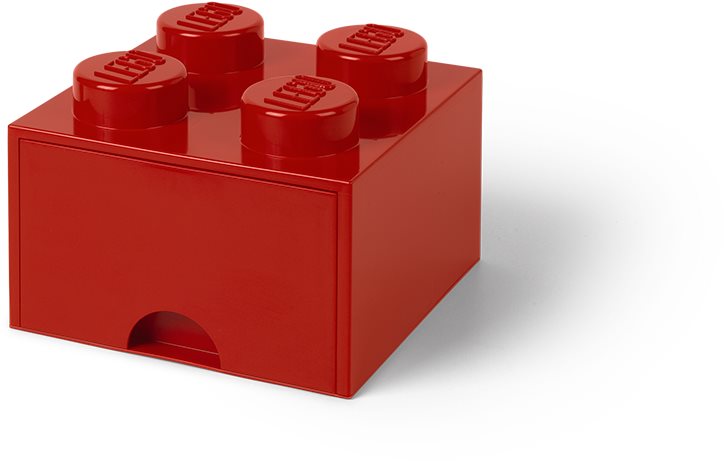 LEGO Úložný box 4 so zásuvkou – červený
