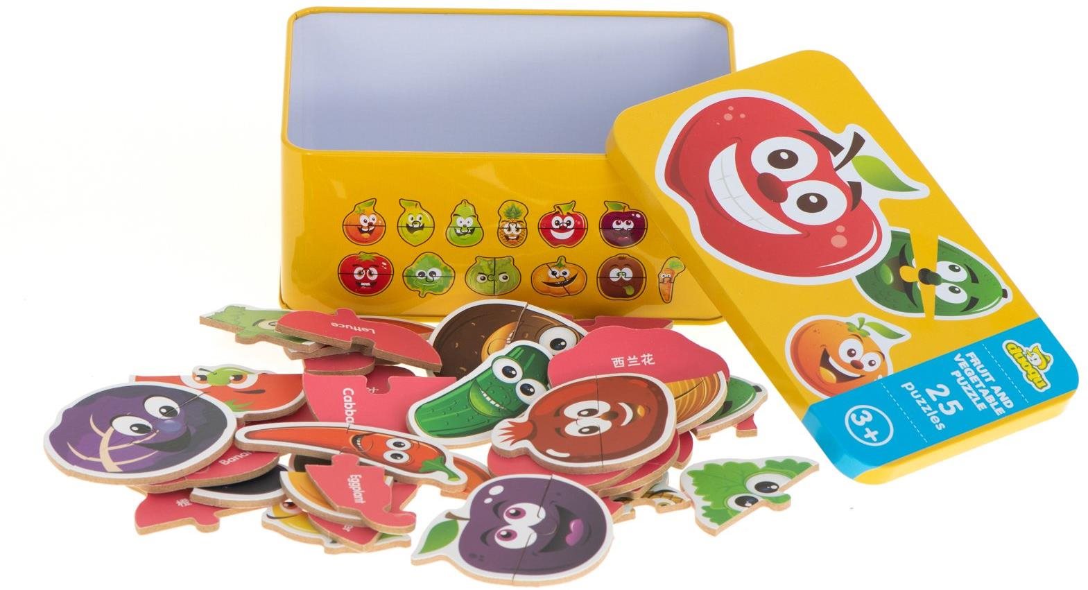 KIK Puzzle v plechovej krabičke ovocie / zelenina 25 dielikov