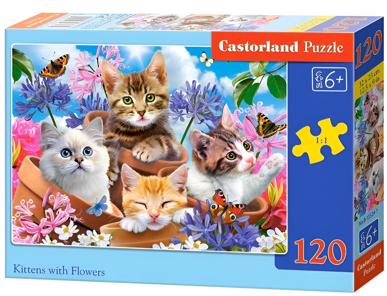 CASTORLAND Puzzle Mačiatka v kvetináčoch 120 dielikov