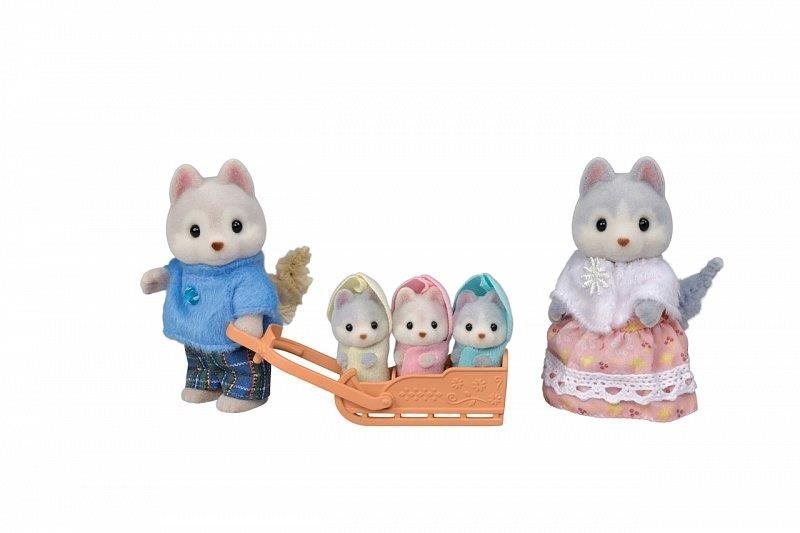 Sylvanian Family Rodina Husky s trojčatami