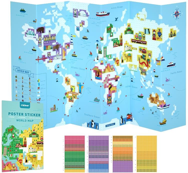 Mideer mapa s nálepkami – svet