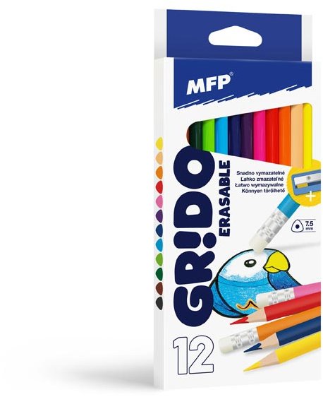 MFP GRIDO gumovateľné trojhranné so strúhadlom 12 farieb