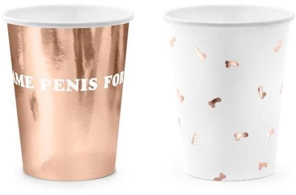 Poháriky same penis forever – ružovo zlaté – rose gold – rozlúčka so slobodou – 220 ml – 6 ks