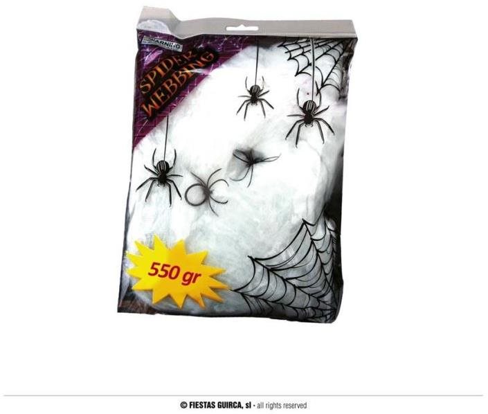 Pavučina biela 550 g + 4 pavúky – halloween