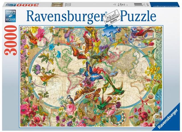 Ravensburger 171170 Motýlia mapa sveta 3000 dielikov