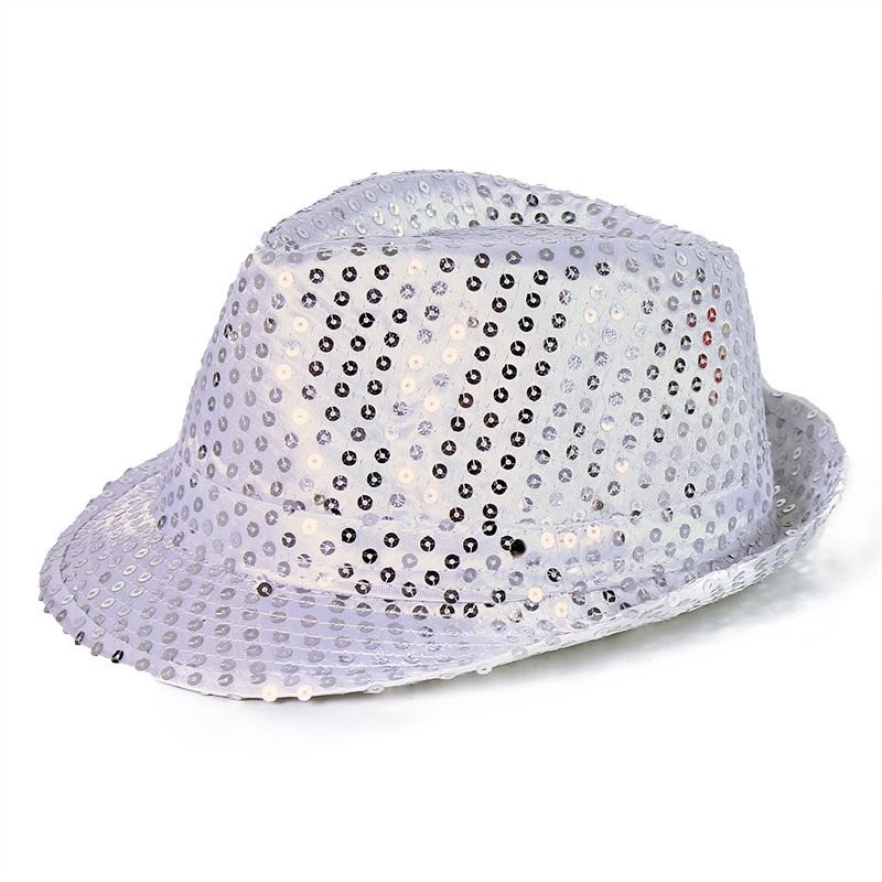 Klobúk disco strieborný s LED