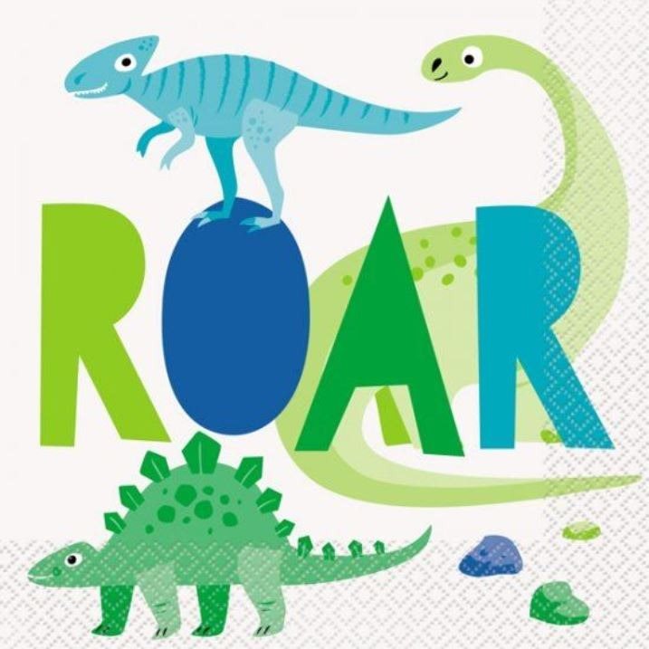 Papierové obrúsky dinosaurus modrozelené – 32 × 32 cm – 16 ks